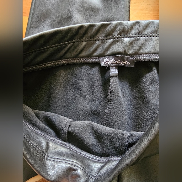 Black Faux Leather Pants with Ankle Slits.  Size Small - Picture 5 of 12